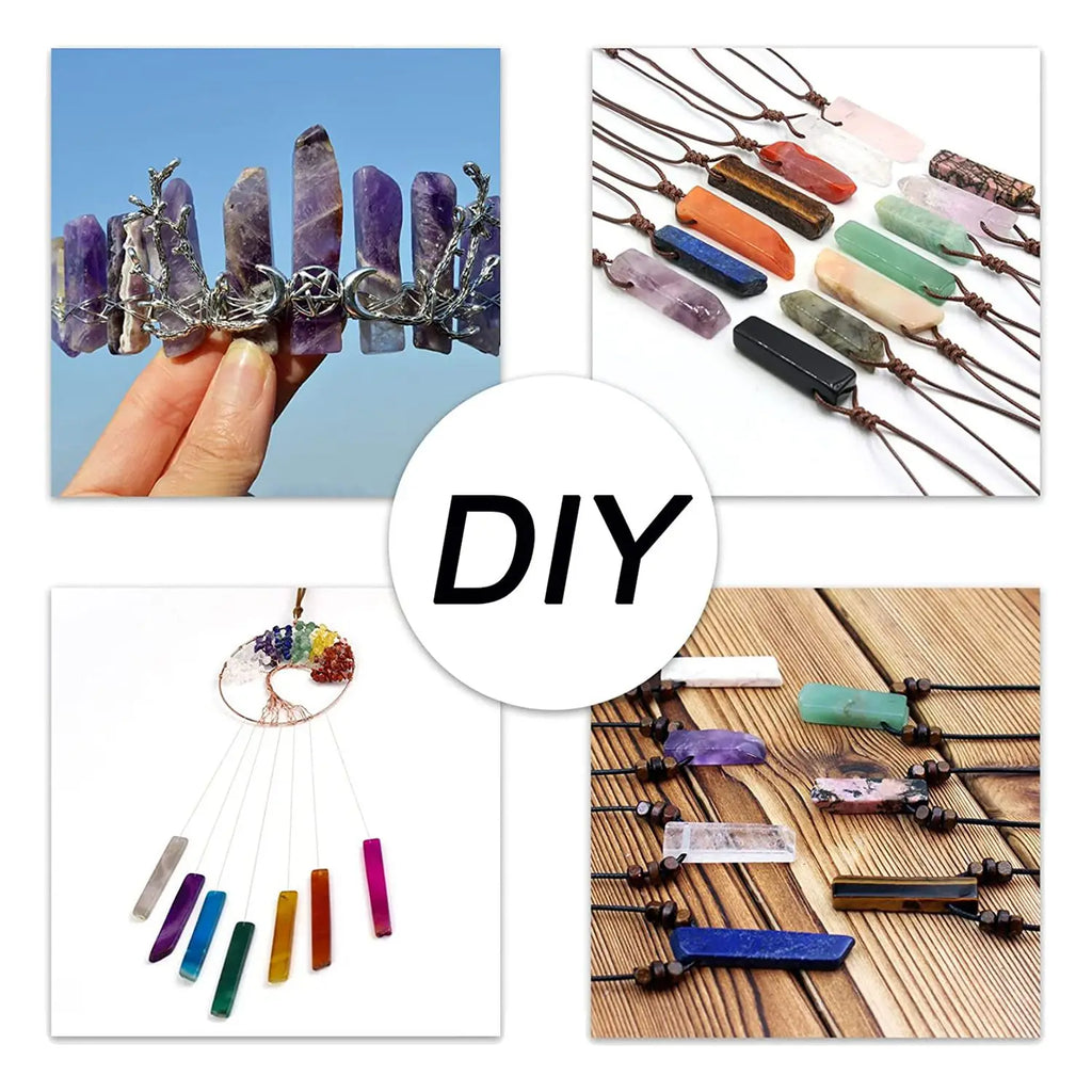 35 Mixed Natural Crystal Stone Pendants for Jewelry Making