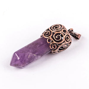 Natural Crystal Stone Pendant Hexagonal Pillar Shape Necklace