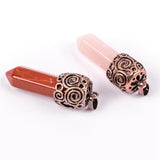 Natural Crystal Stone Pendant Hexagonal Pillar Shape Necklace