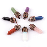 Natural Crystal Stone Pendant Hexagonal Pillar Shape Necklace