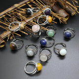 Grey Moonstone Lapis Quartz Crystal Women Ring Bands Wedding Jewelry