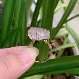 Pink Quartz Crystal Wire Wrap Stone Ring Wedding Party Resizable