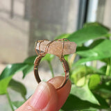 Pink Quartz Crystal Wire Wrap Stone Ring Wedding Party Resizable