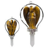 Natural Crystal Stone Rock Quartz Angel Hexagonal Pendulum