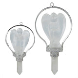 Natural Crystal Stone Rock Quartz Angel Hexagonal Pendulum