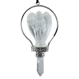 Natural Crystal Stone Rock Quartz Angel Hexagonal Pendulum