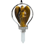 Natural Crystal Stone Rock Quartz Angel Hexagonal Pendulum
