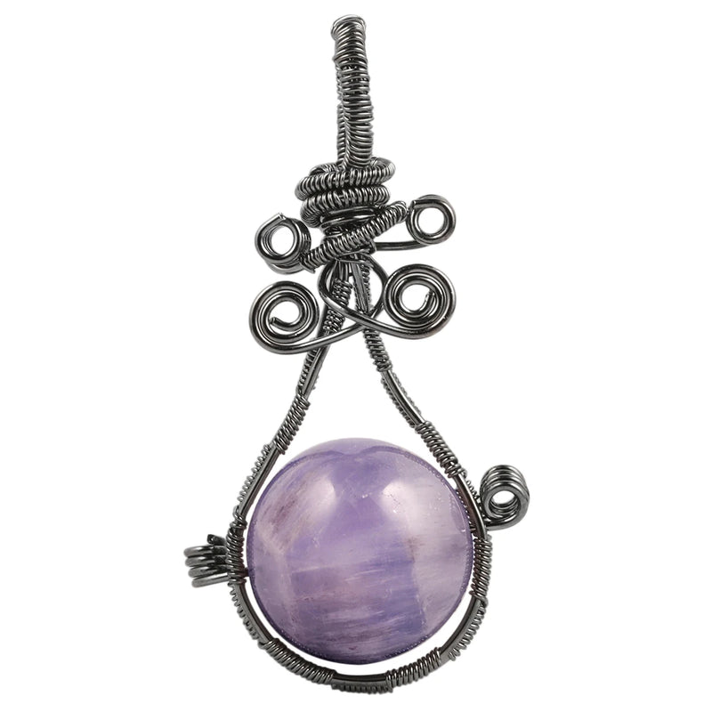 Crystal Stone Round Beads Pendant DIY Necklace