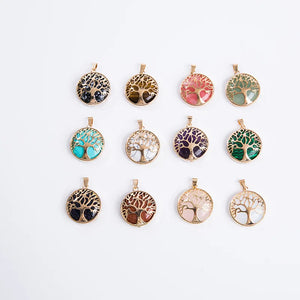 Crystal Stone Tree Of Life Necklace Earrings DIY Accessories