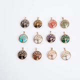 Crystal Stone Tree Of Life Necklace Earrings DIY Accessories
