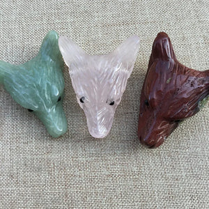 Natural Crystal Stone Wolf Head Pendant Necklace DIY Accessories