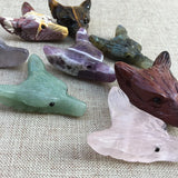 Natural Crystal Stone Wolf Head Pendant Necklace DIY Accessories