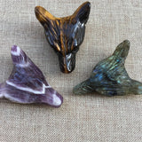 Natural Crystal Stone Wolf Head Pendant Necklace DIY Accessories