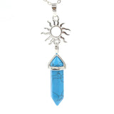Crystal Sun Pendant Necklace Healing Amethyst Turquoise Opal Quartz