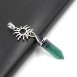 Crystal Sun Pendant Necklace Healing Amethyst Turquoise Opal Quartz