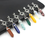 Crystal Sun Pendant Necklace Healing Amethyst Turquoise Opal Quartz