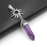 Crystal Sun Pendant Necklace Healing Amethyst Turquoise Opal Quartz