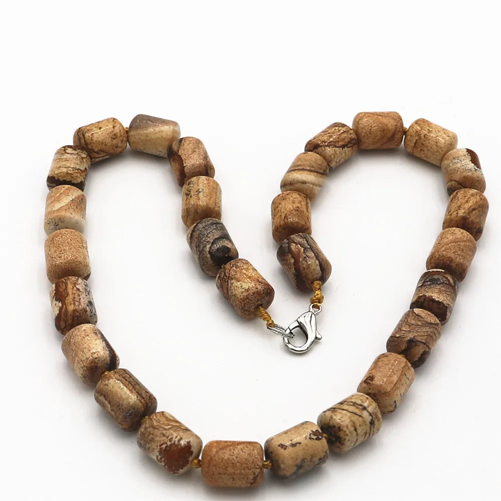 Vintage-Style Tiger's Eye Stone Necklace with Turquoises