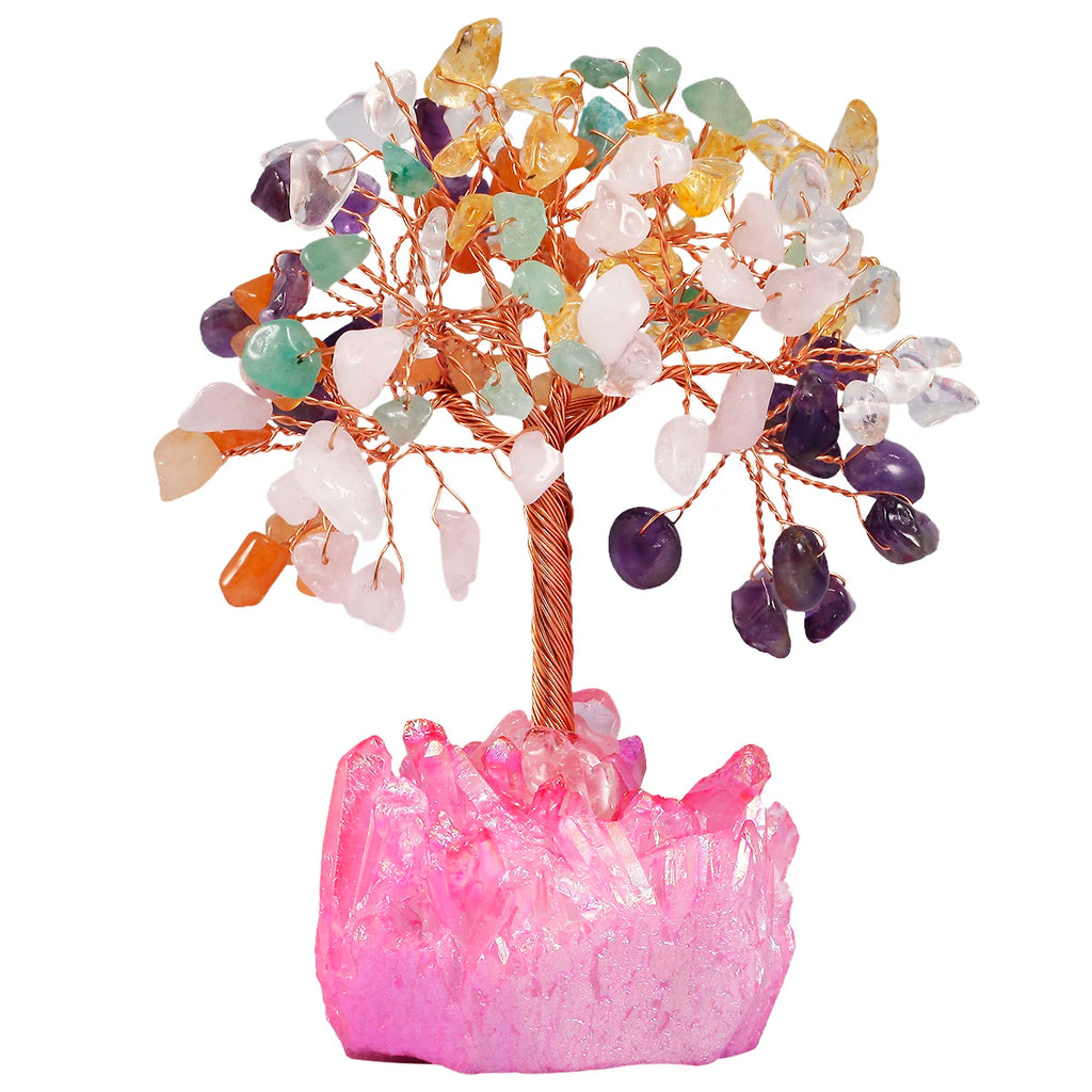 Natural Crystal Tree With Colorful Base Slices Mineral Specimen Stone