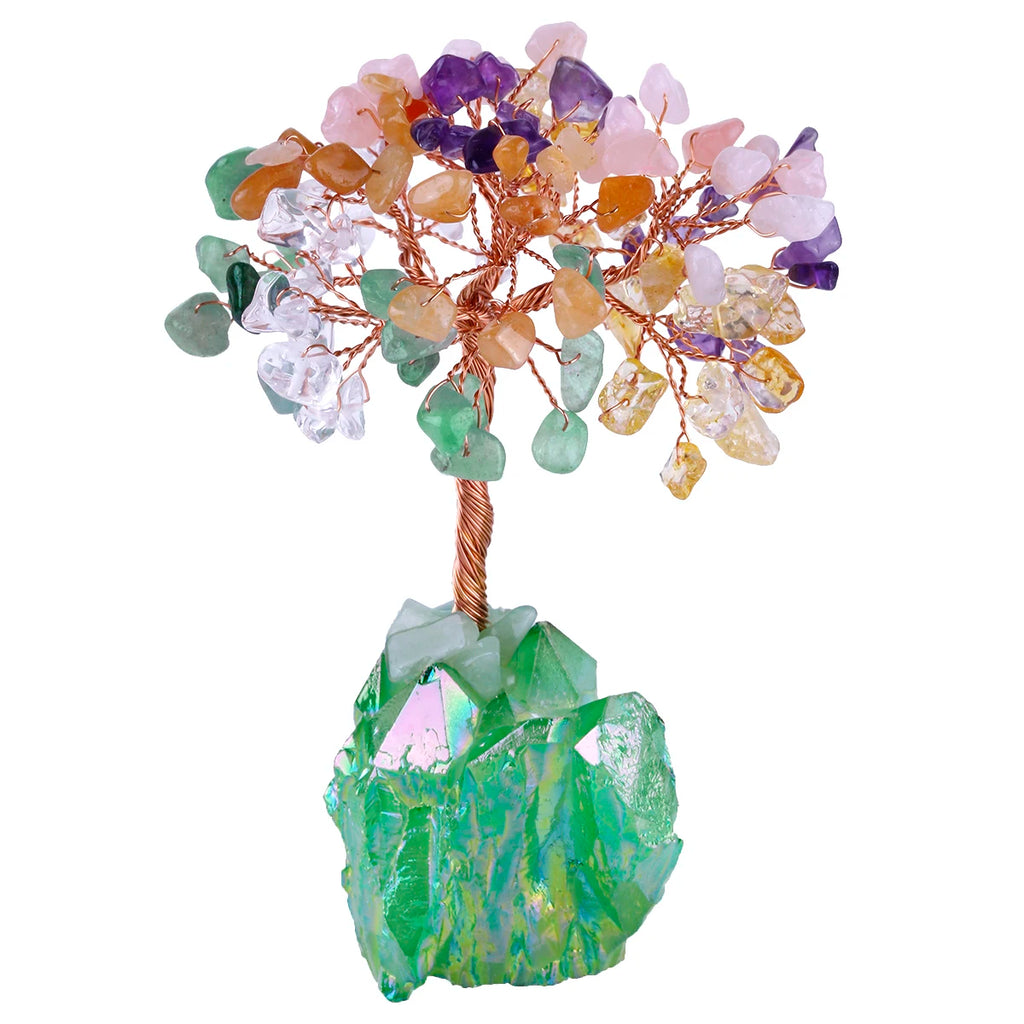 Natural Crystal Tree With Colorful Base Slices Mineral Specimen Stone