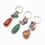 Natural Crystals Stone Keychain Stainless Steel Reiki Crystal Handbag Decor