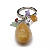 Natural Crystals Stone Keychain Stainless Steel Reiki Crystal Handbag Decor