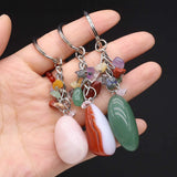 Natural Crystals Stone Keychain Stainless Steel Reiki Crystal Handbag Decor