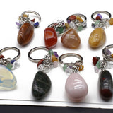 Natural Crystals Stone Keychain Stainless Steel Reiki Crystal Handbag Decor