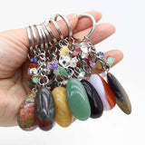 Natural Crystals Stone Keychain Stainless Steel Reiki Crystal Handbag Decor
