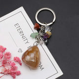 Natural Crystals Stone Keychain Stainless Steel Reiki Crystal Handbag Decor