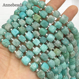 Cube Faceted Amazonite Stone Bead Loose Square Beads for Jewelry Making