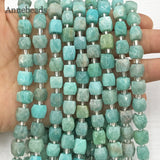 Cube Faceted Amazonite Stone Bead Loose Square Beads for Jewelry Making