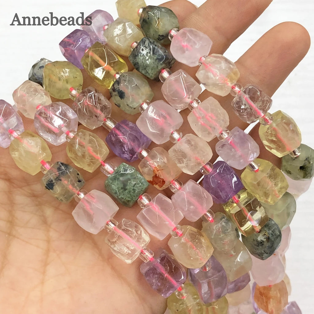Colorful Fluorite Quartzs Crystal Stone Bead Loose Square Beads