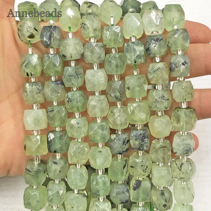 Green Prehnites Quartzs Cube Beads for Jewelry Making