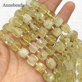 Cube Faceted Lemon Yellow Quartz Loose Square Crystal Beads