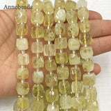 Cube Faceted Lemon Yellow Quartz Loose Square Crystal Beads