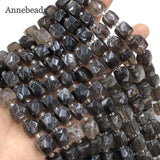 Natural Cube Faceted Smoky Quartzs Loose Square Crystal Beads For Jewelry Making