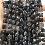 Natural Cube Faceted Smoky Quartzs Loose Square Crystal Beads For Jewelry Making