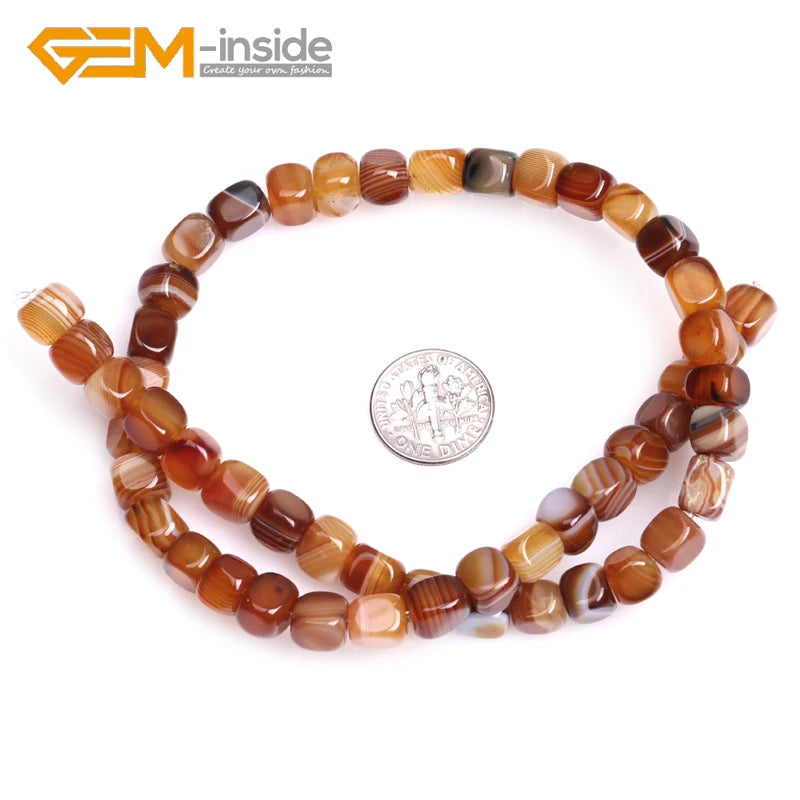 Natural 8x8mm Agates Carnelian Stone Beads 15 Inches