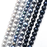 Peacock Grey 5-10mm Natural Cultured Freshwater Pearl Near Round Beads