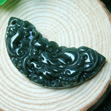 Cyan Dragon & Phoenix Pendant Charm Bracelet Hand-Carved Jewelry