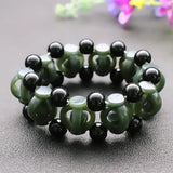 Natural Cyan Jade Beaded Bracelet Men Women