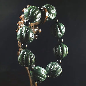 Cyan Jade Bracelet Walnut Beads Men Women