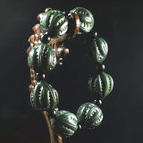 Cyan Jade Bracelet Walnut Beads Men Women