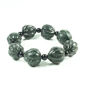 Cyan Jade Bracelet Walnut Beads Men Women