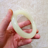Cyan Hand-carved Round Jade Bracelet Thick Round Boutique Jewelry