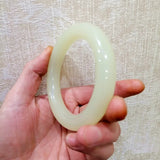 Cyan Hand-carved Round Jade Bracelet Thick Round Boutique Jewelry