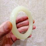 Cyan Hand-carved Round Jade Bracelet Thick Round Boutique Jewelry