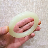 Cyan Hand-carved Round Jade Bracelet Thick Round Boutique Jewelry