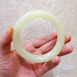 Cyan Hand-carved Round Jade Bracelet Thick Round Boutique Jewelry